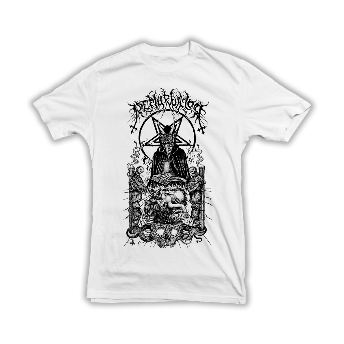 PERTURBATOR " BUSINESS FOR SATAN " White T-Shirt