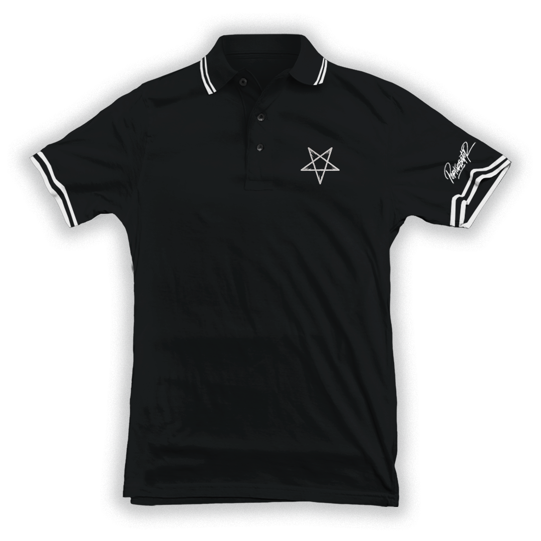 PERTURBATOR "Pentagram" Black Embroidered Polo
