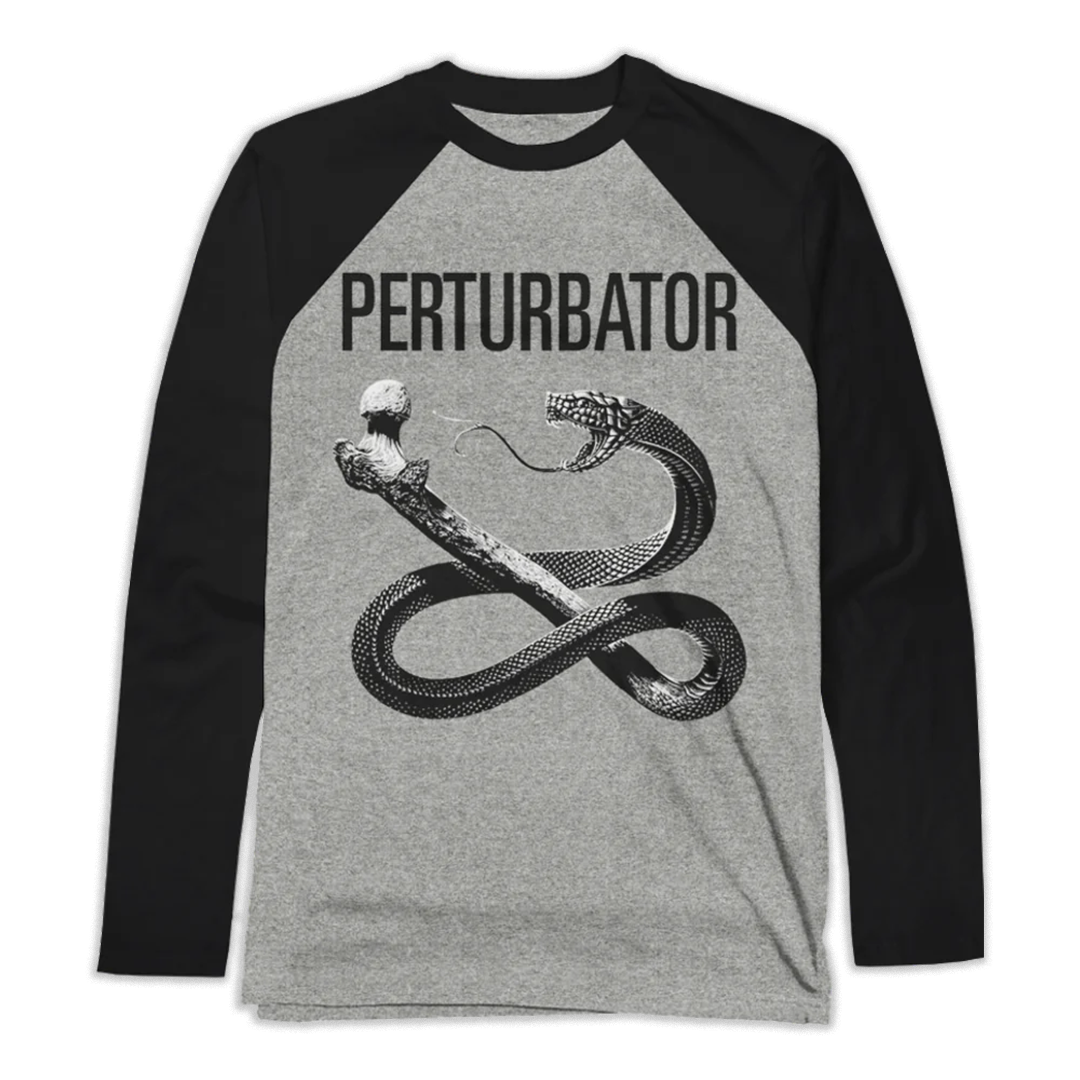 PERTURBATOR "Snake Boner" Heather Grey Baseball Tee
