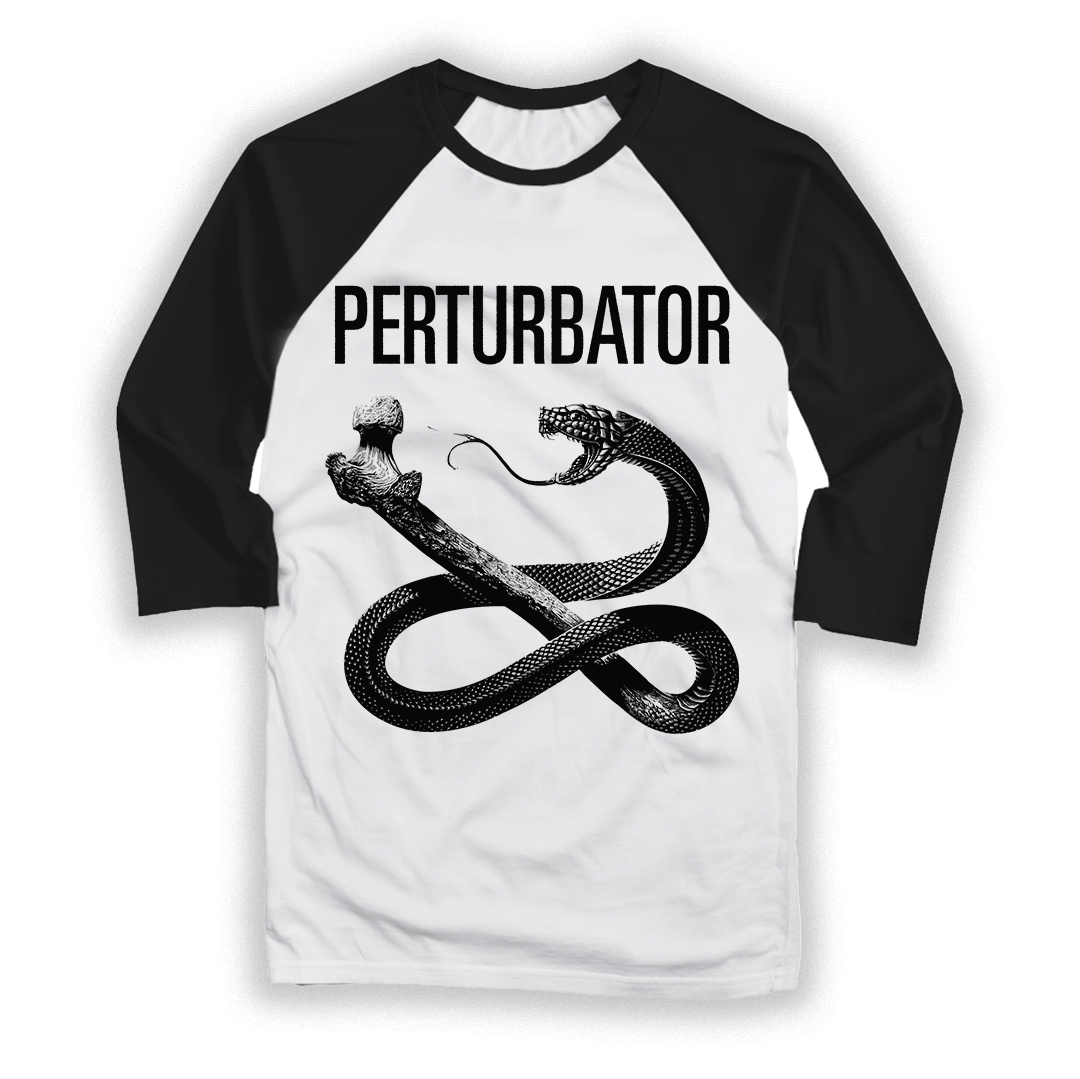 PERTURBATOR "Snake" White Baseball Tee