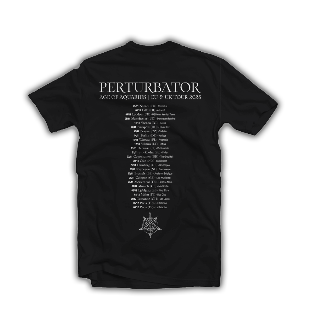 PERTURBATOR " 2025 TOUR TEE " Black T-Shirt