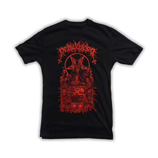 PERTURBATOR " BUSINESS FOR SATAN " Black T-Shirt Red Print