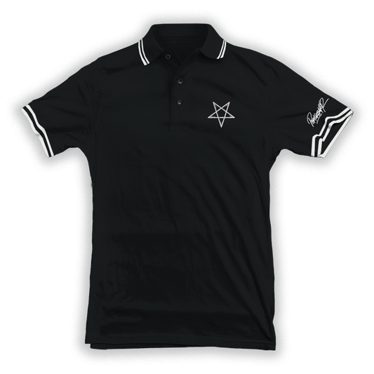PERTURBATOR "Pentagram" Black Embroidered Polo