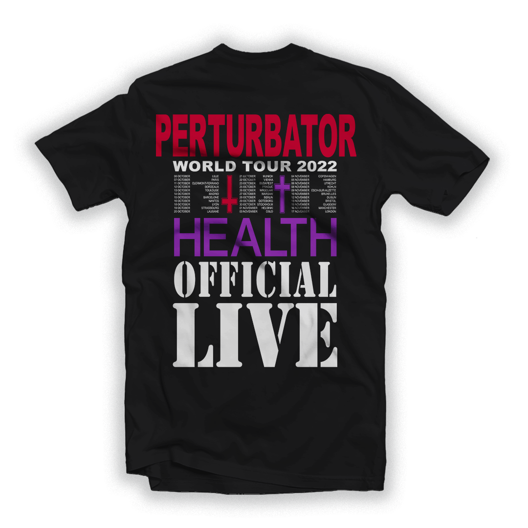 PERTURBATOR / HEALTH "Tour 2022" Black T-Shirt